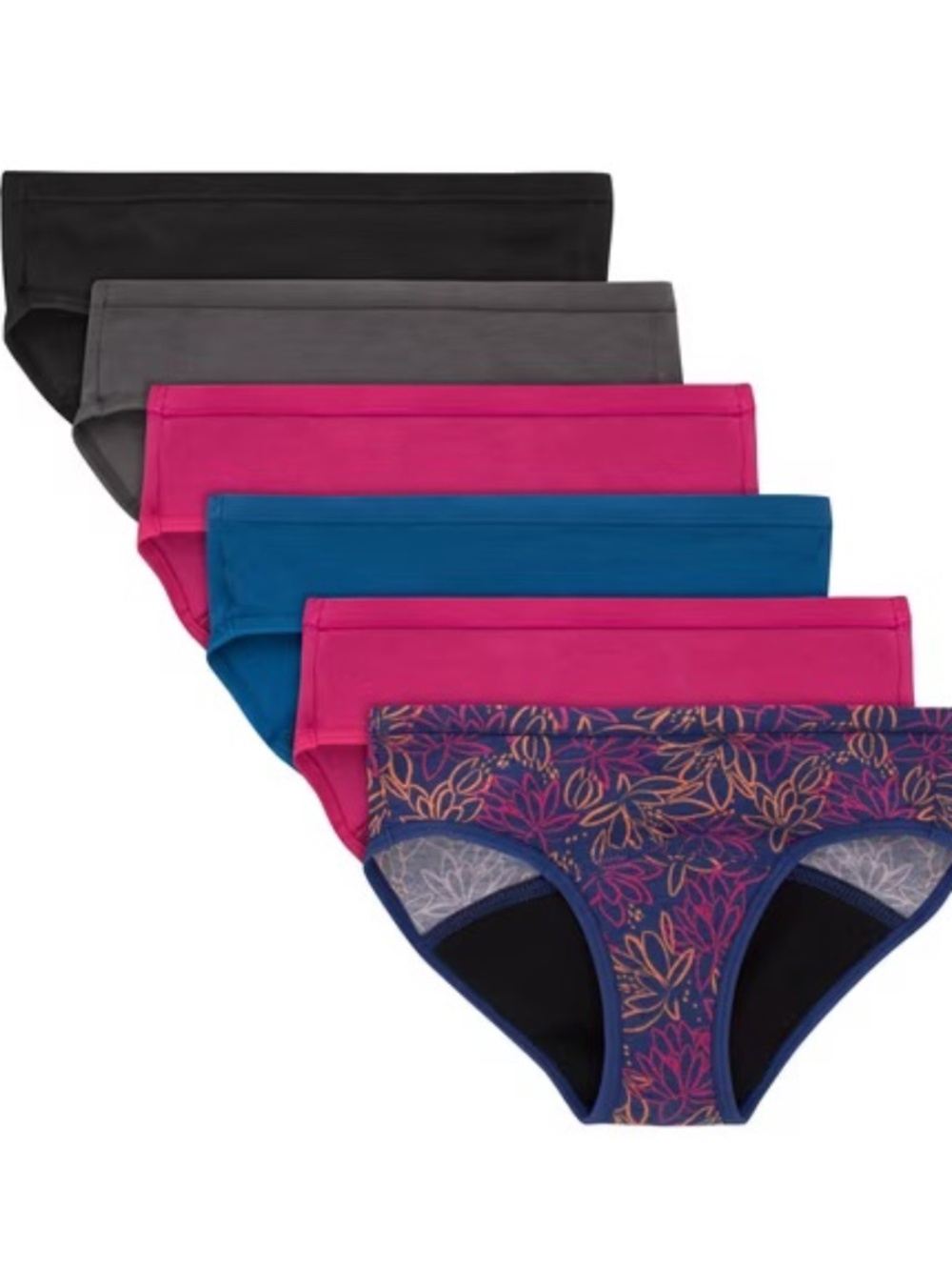 Hanes Girls' Period Underwear Hipsters, 6-Pack, Comfort, ., Moderate Protection